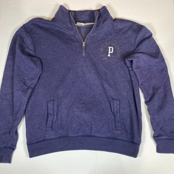 Victoria's Secret PINK 1/4 Zip Long Sleeve Pullover S Cotton Blend Blue - Picture 1 of 6
